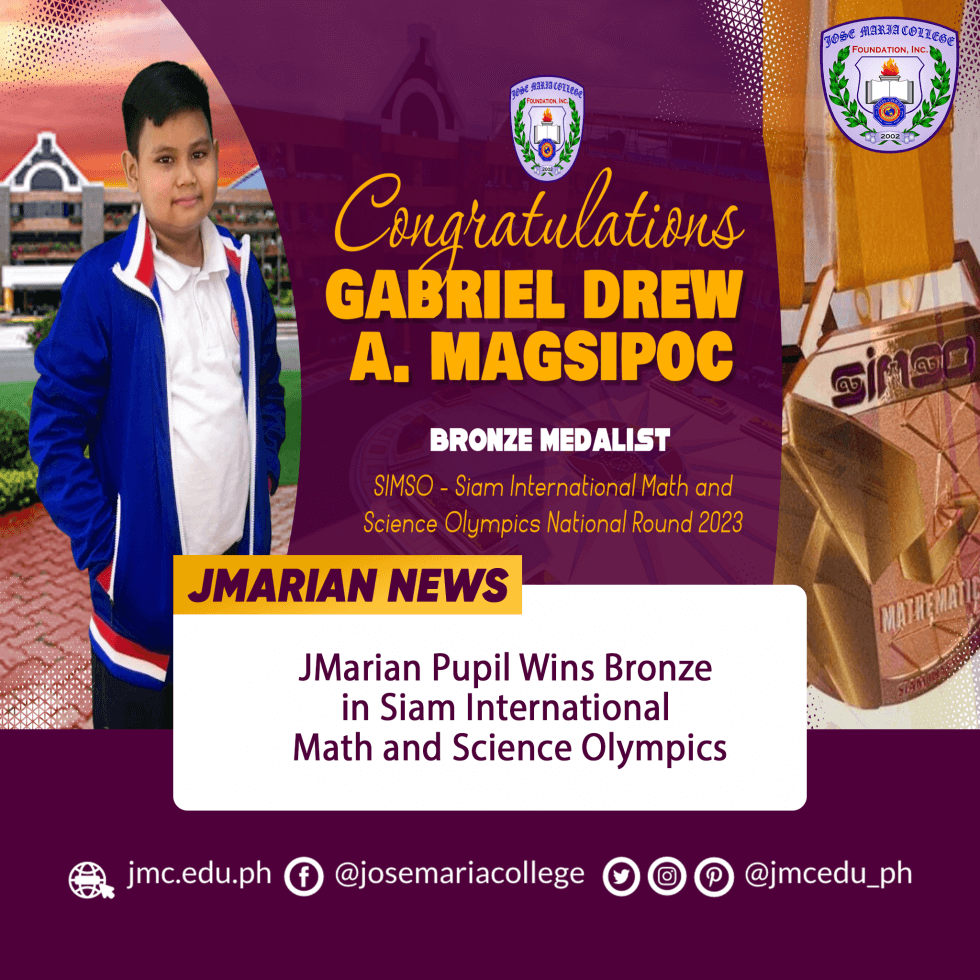 JMarian Pupil Wins Bronze in Siam International Math and Science Olympic