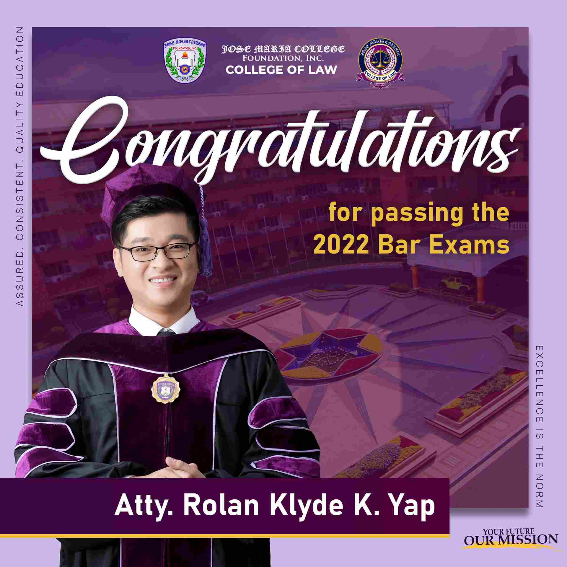 JMCFI College of Law Bar Passer, Bas Passer 2022 Get that Bar 2022