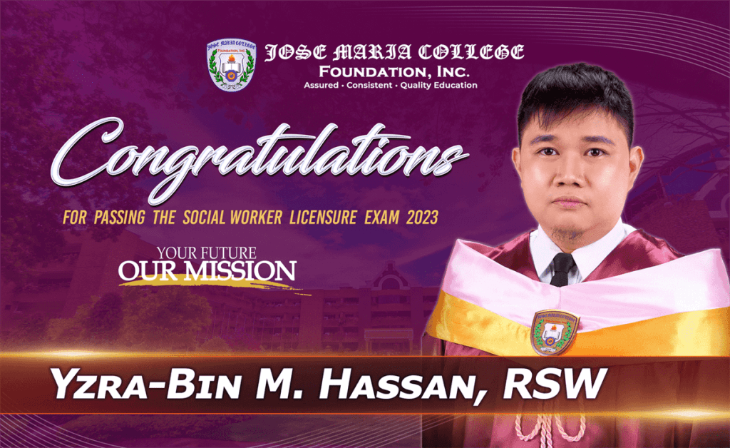 Yzrah-bin M. Hassan, RSW
JMCFI Social Work Lecensure Exam Passer